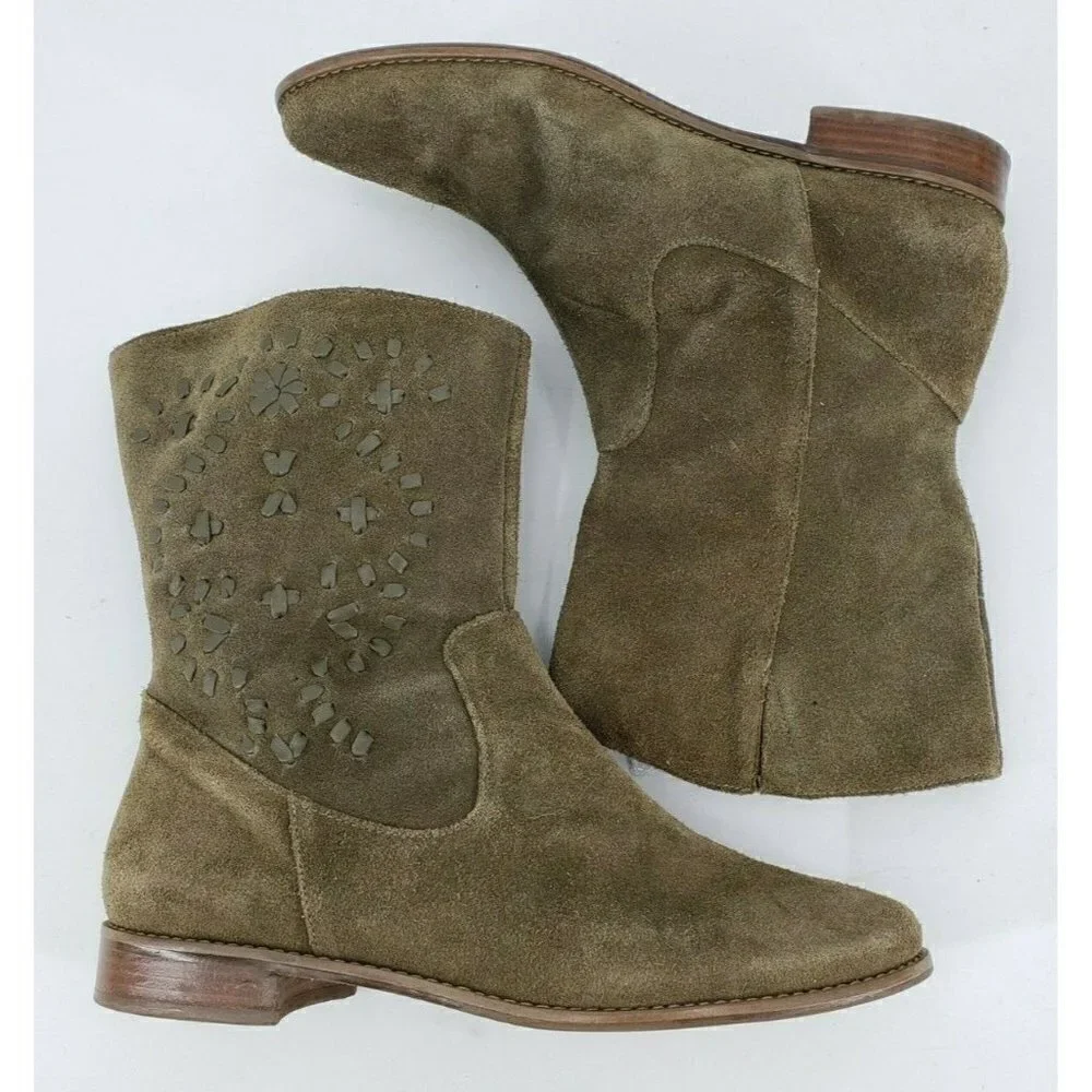 Jack Rogers Kaitlin Green Suede Boot Size 8.5